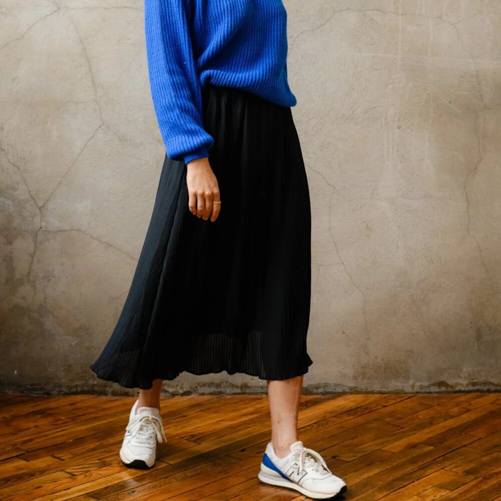 ABLE | NWT Bessie Pleated Midi Skirt Black Size XS